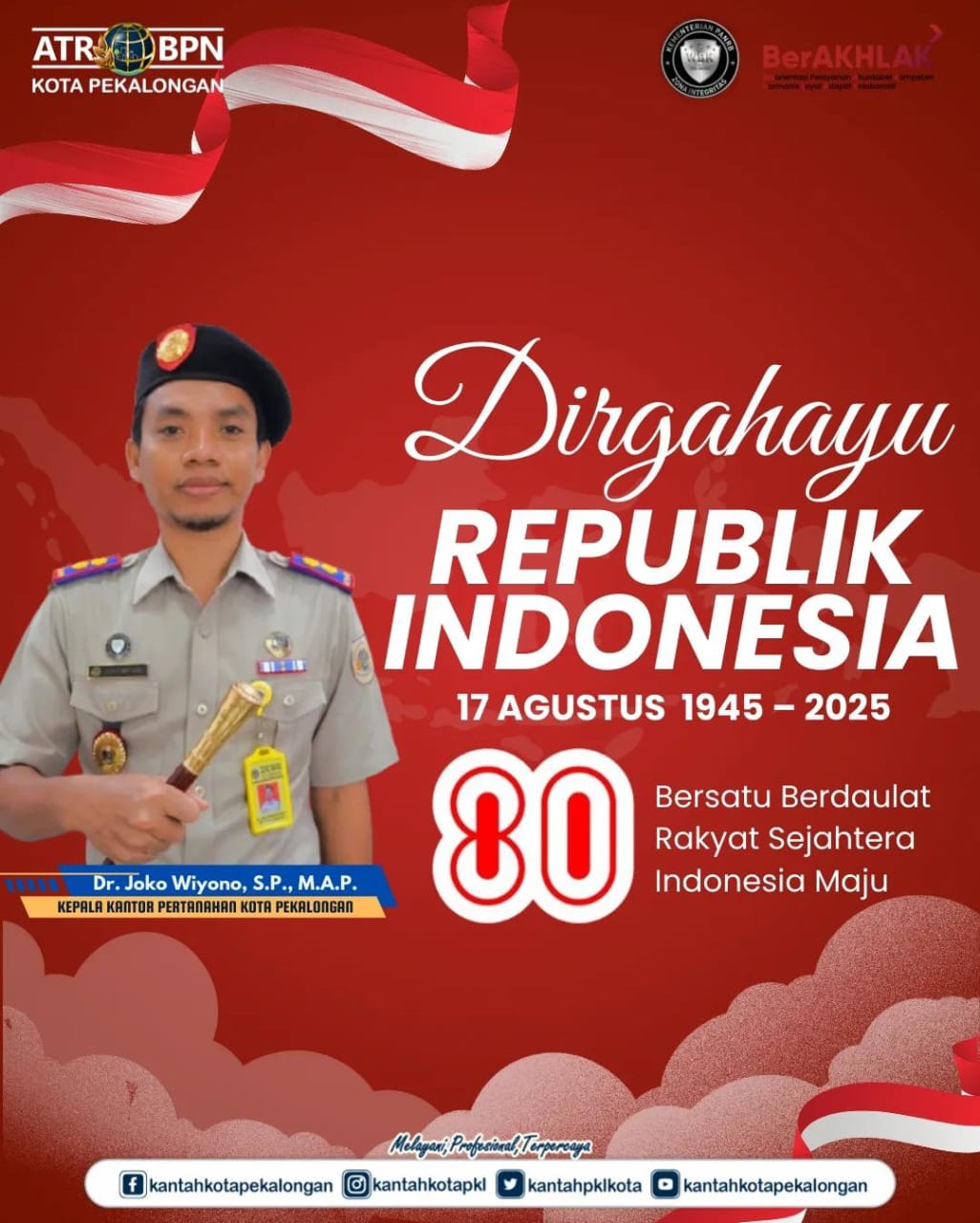 Dirgahayu Republik Indonesia ke-80 Bersatu Berdaulat Rakyat Sejahtera Indonesia Maju