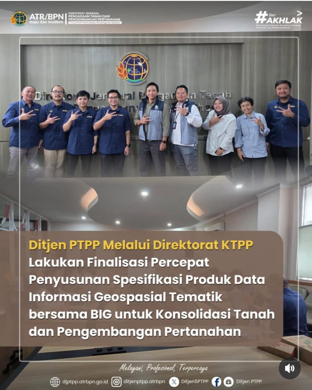 Ditjen PTPP Melalui Direktorat KTPP Lakukan Finalisasi Percepat Penyusunan Spesifikasi Produk Data Informasi Geospasial Tematik bersama BIG untuk Konsolidasi Tanah dan Pengembangan Pertanahan