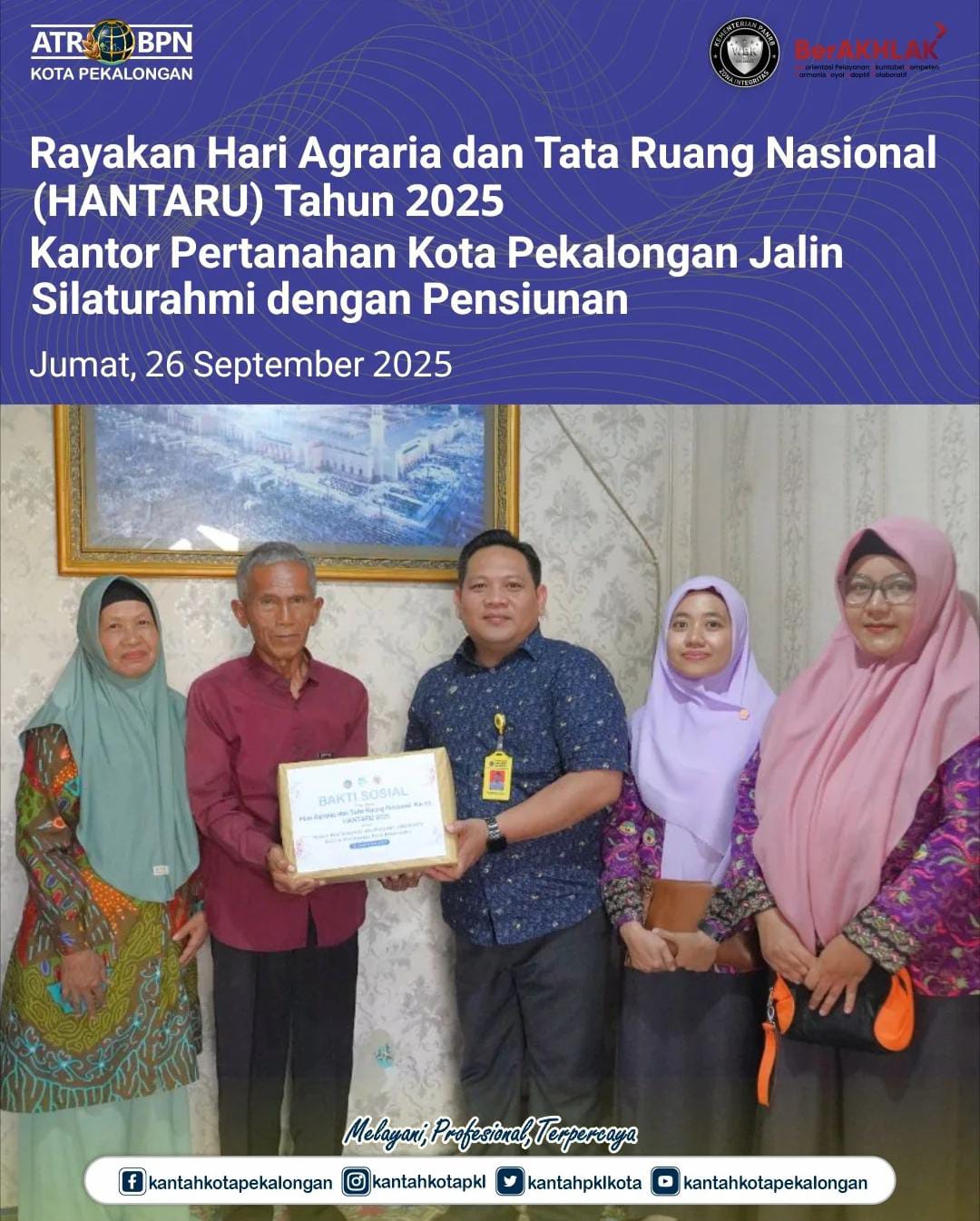 Rayakan Hari Agraria dan Tata Ruang Nasional (HANTARU) Tahun 2025 Kantor Pertanahan Kota Pekalongan Jalin Silaturahmi dengan Pensiunan