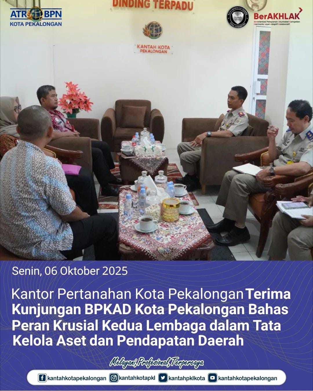 Kantor Pertanahan Kota Pekalongan Terima Kunjungan BPKAD Kota Pekalongan Bahas Peran Krusial Kedua Lembaga dalam Tata Kelola Aset dan Pendapatan Daerah