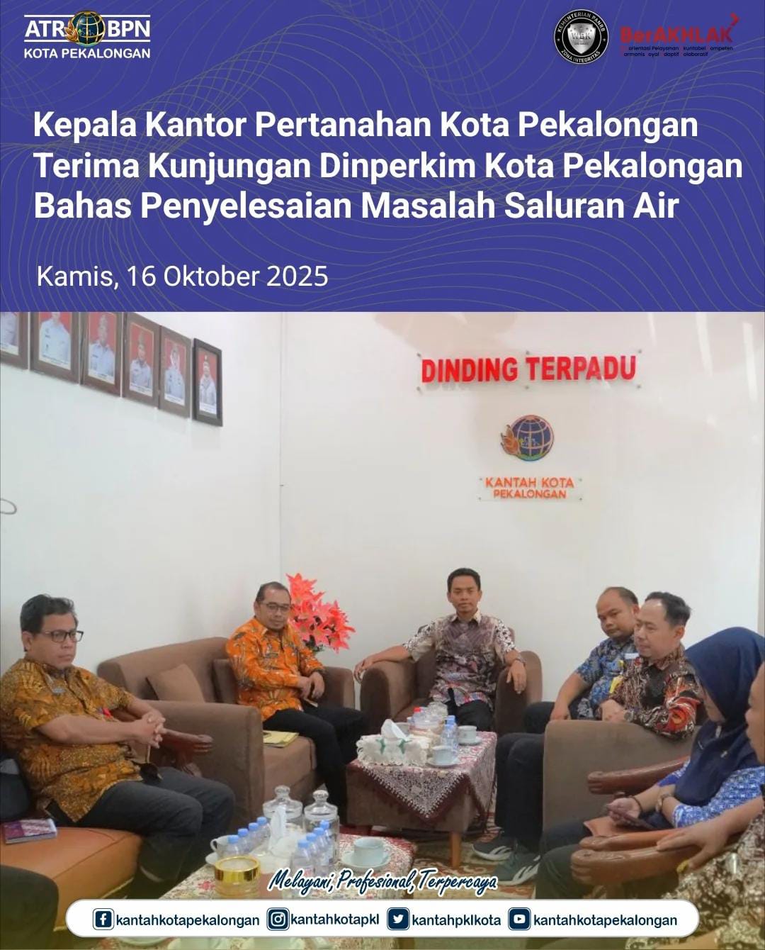 Kepala Kantor Pertanahan Kota Pekalongan Terima Kunjungan Dinperkim Kota Pekalongan Bahas Penyelesaian Masalah Saluran Air