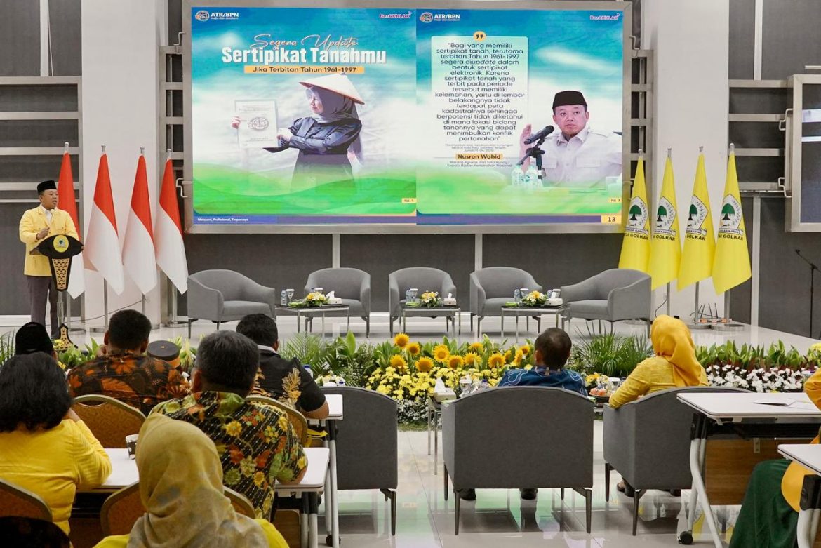 Jadi Pembicara Kunci di Seminar DPP Golkar, Menteri Nusron: Reforma Agraria Upaya Mengurangi Kemiskinan