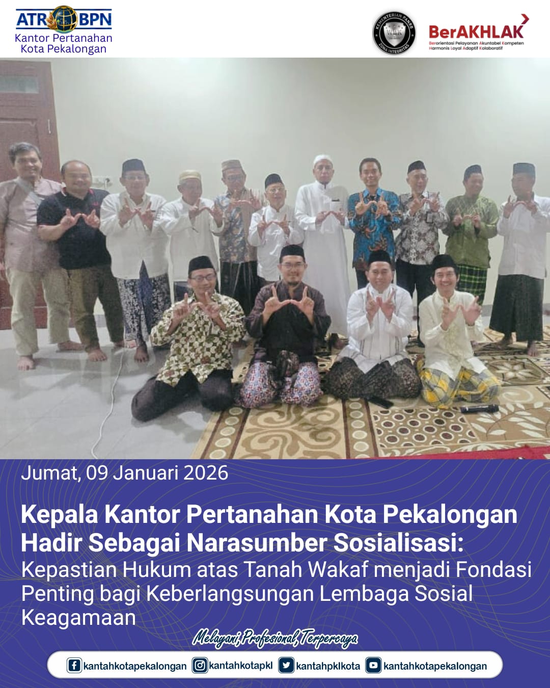 Kepala Kantor Pertanahan Kota Pekalongan Hadir sebagai Narasumber Sosialisasi