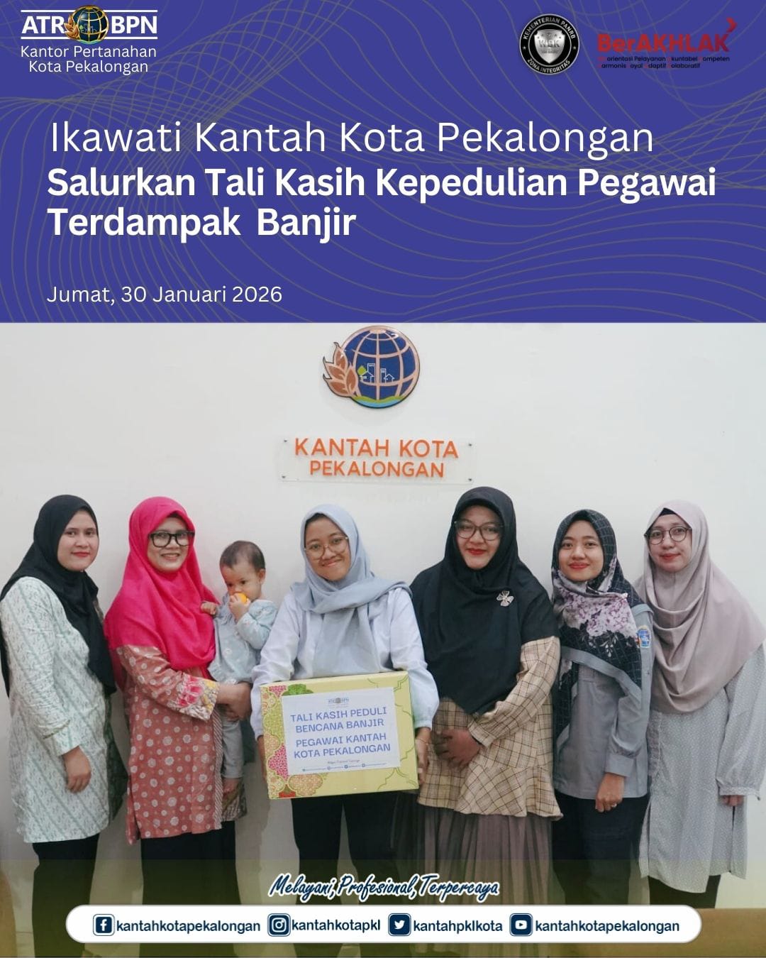 Ikawati Kantah Kota Pekalongan Salurkan Tali Kasih Kepedulian Pegewai Terdampak Banjir