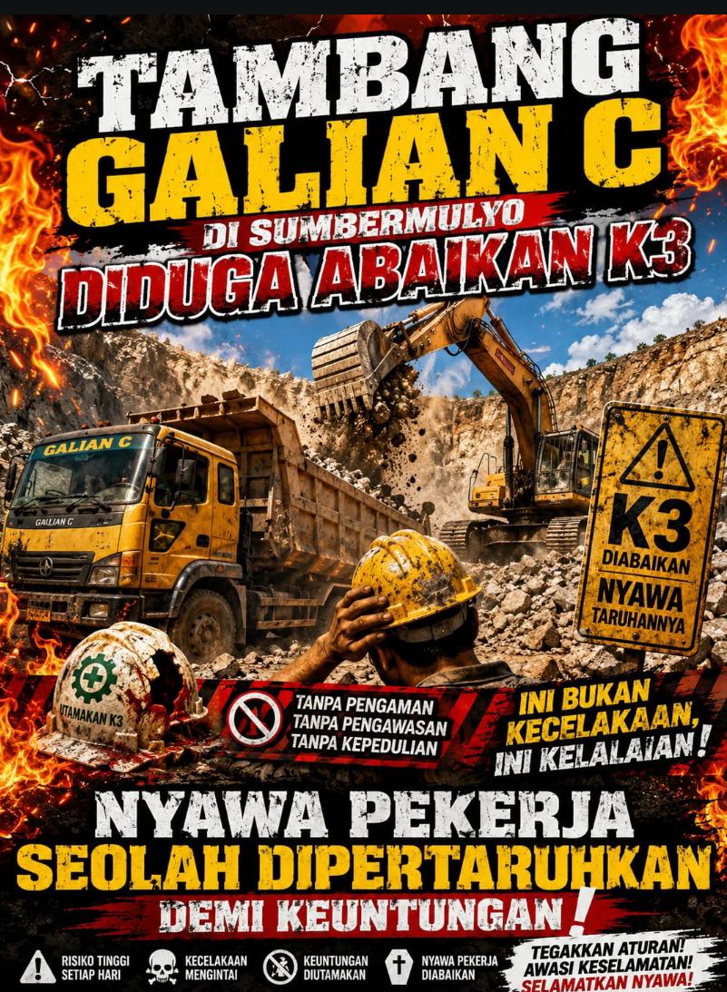 Tambang Galian C di Sumbermulyo Diduga Abaikan K3, Nyawa Pekerja Seolah Dipertaruhkan demi Keuntungan